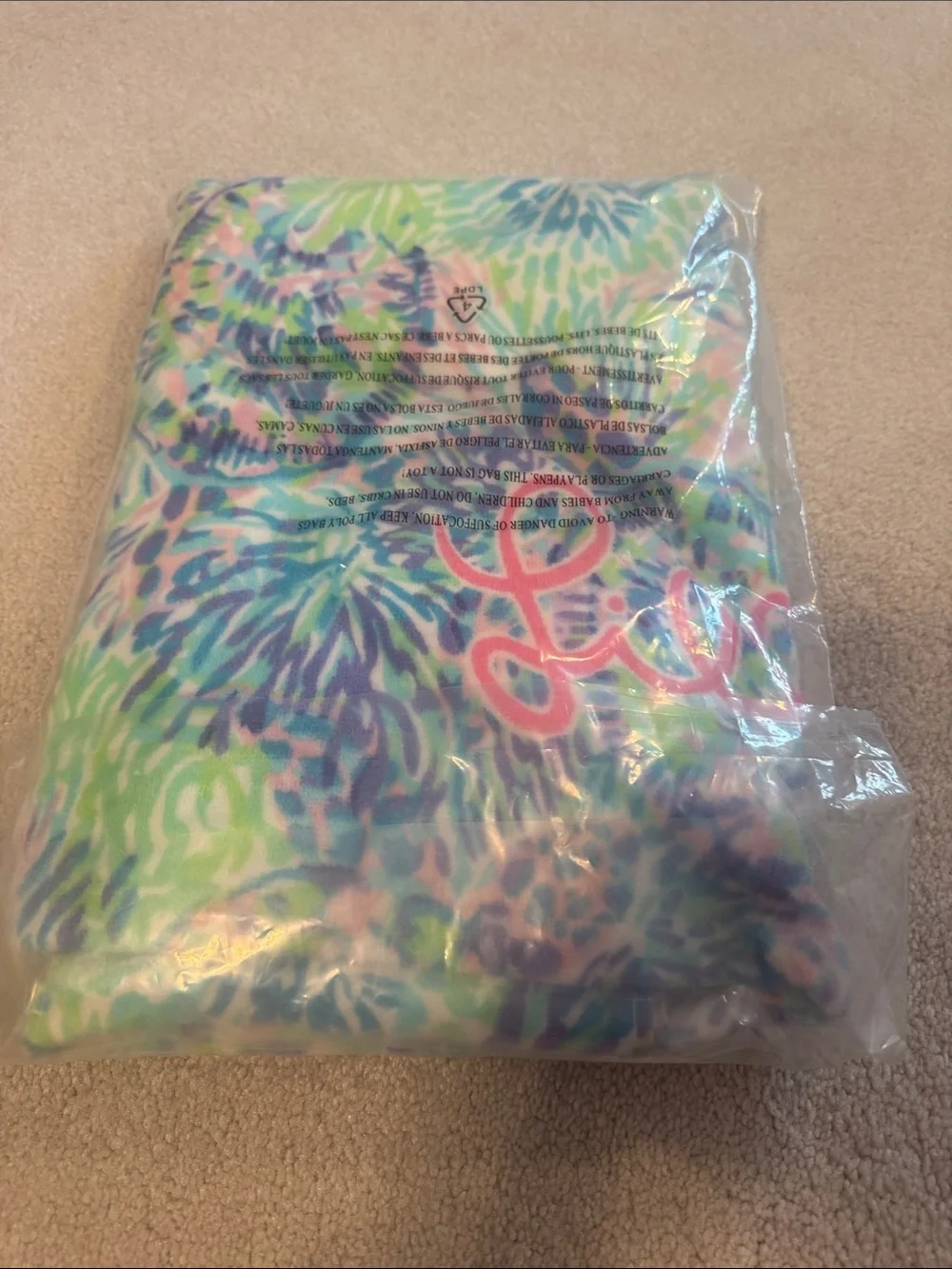 Lilly Pulitzer Pastel Floral Logo Beach Towel